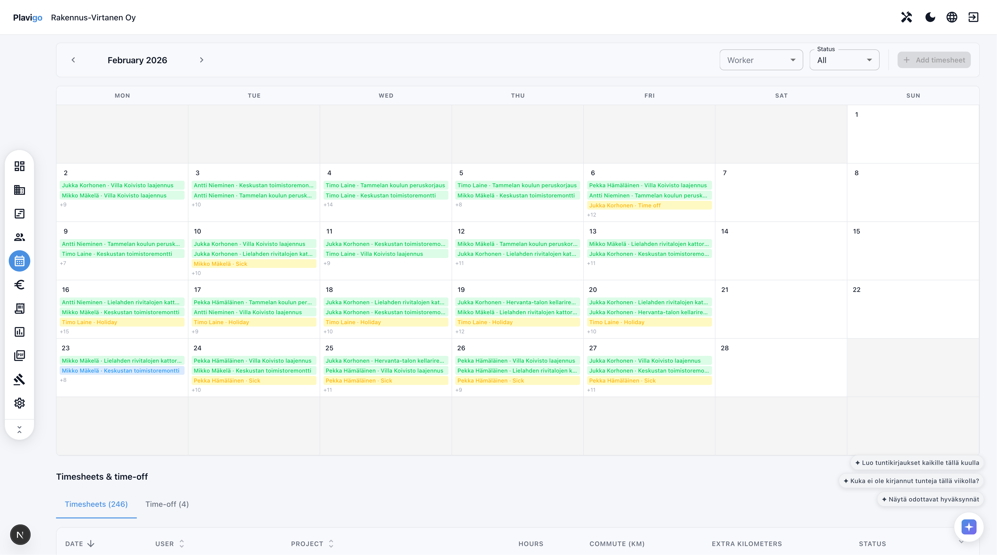 Plavigo Timesheets